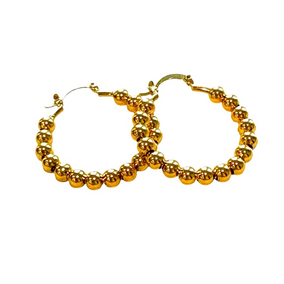Jewelry - Elegant 18K Gold Filled Hoop Ball Earrings. NEW